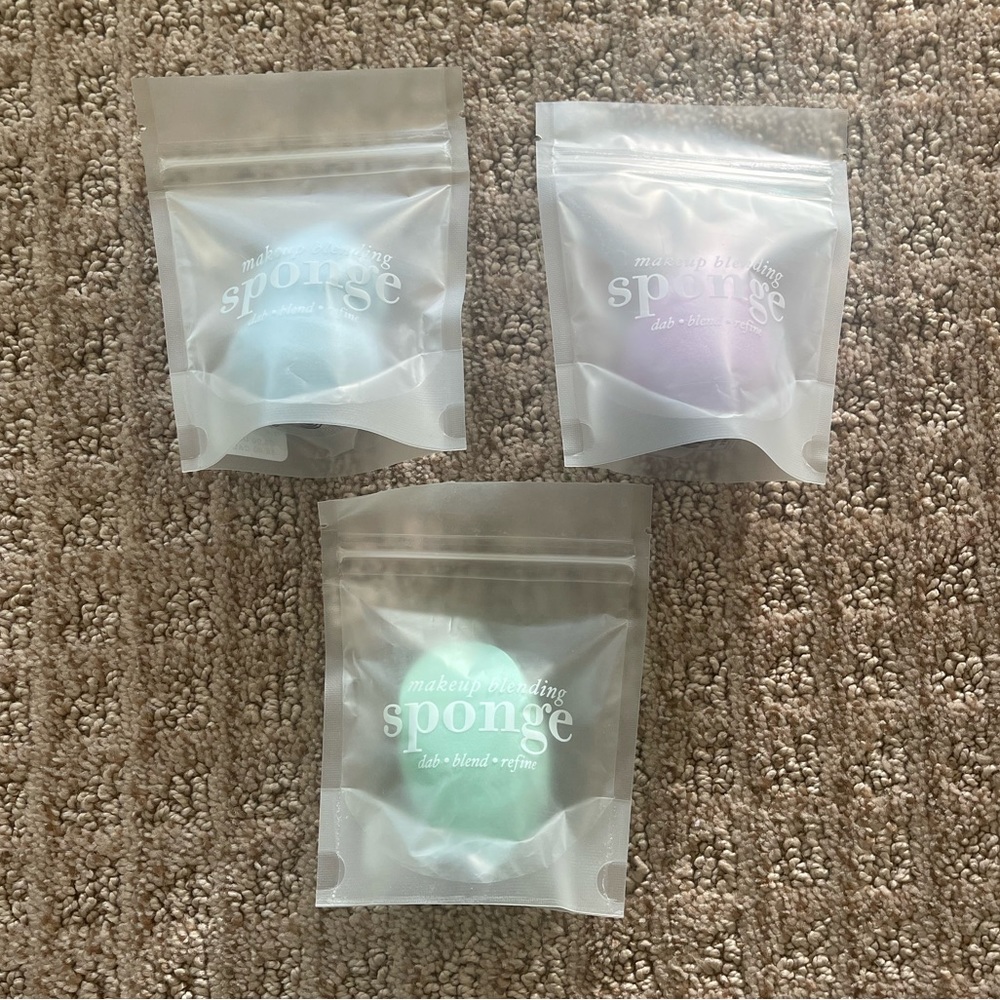 NEW Bundle of 3 Anthropologie Makeup Blending Sponges (blue, purple, green)